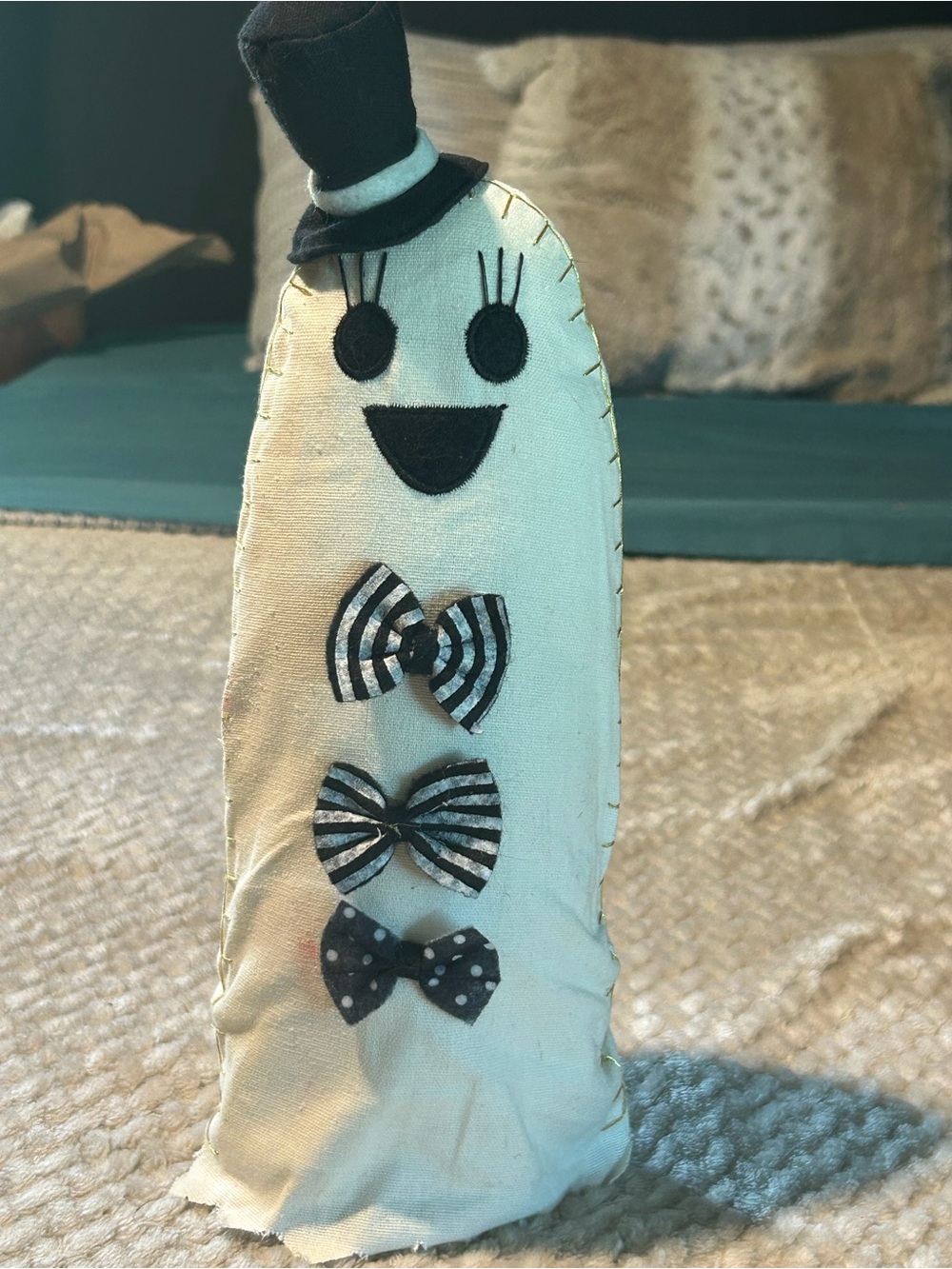 Halloween Ghost Figurine with Decorative Bows